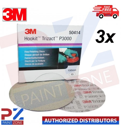 3M Trizact 3000 150mm 6" Hookit Wet or Dry Fine Finishing Sanding Discs 50414 X3